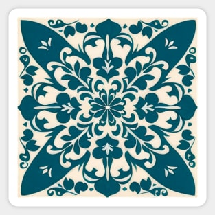 Simple Blue and White Tile Pattern Sticker